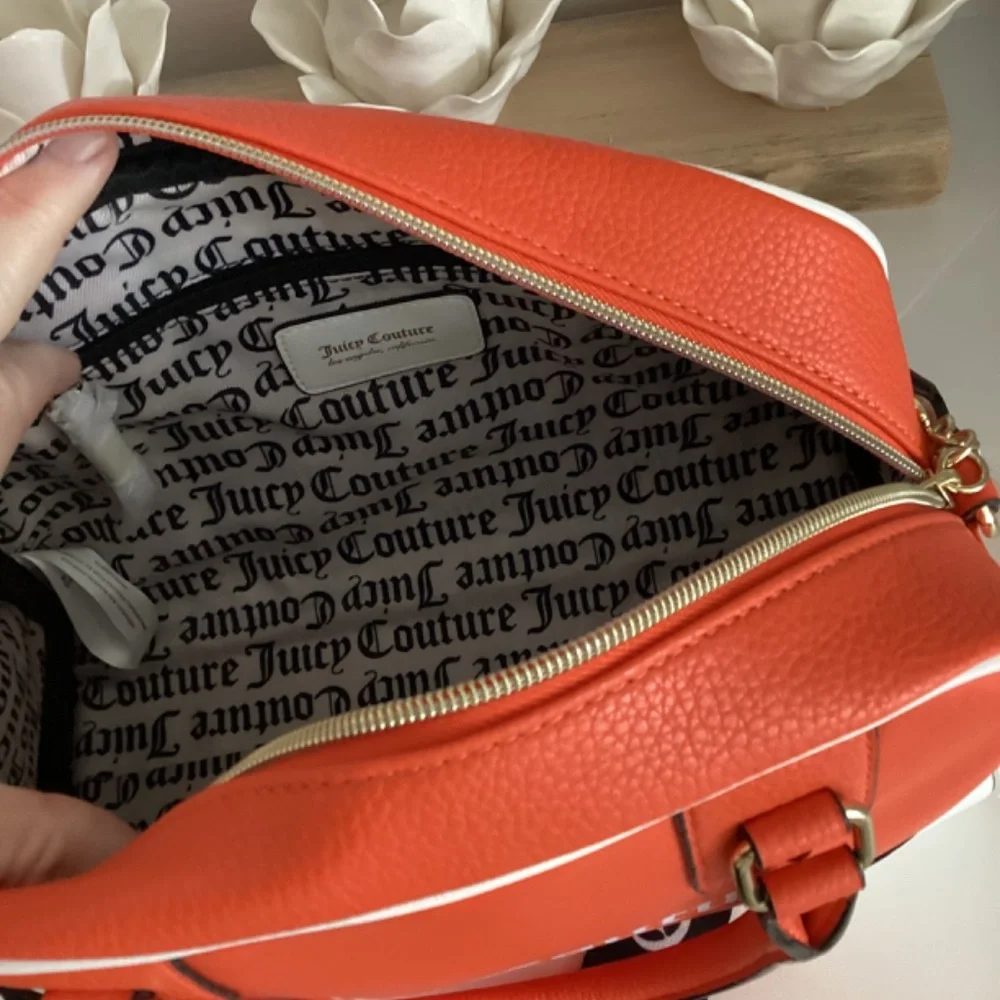 REDUCED Juicy Couture Fashionista Sports Bowler Satchel Crossbody Orange & White